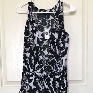Black and white floral jumpsuit
